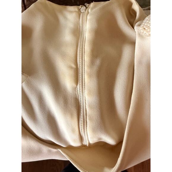 Vintage Bernadette Cream Pearl Shoulder Dress Size 14 – Made in USA - Picture 7 of 9